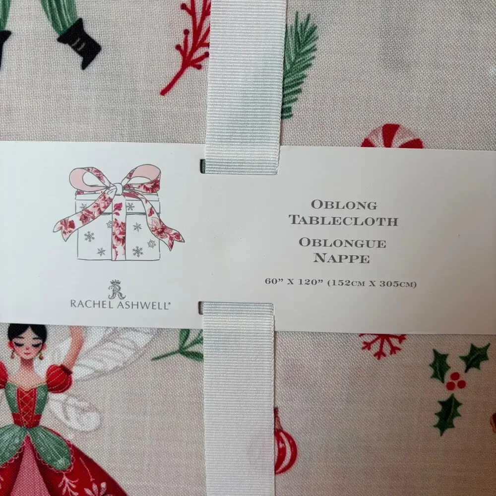 Rachel Ashwell Nutcracker Ballet Tablecloth 60x120 Festive Christmas Decor NEW